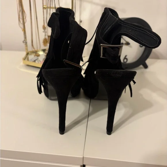 Brand New Black Fringe Heels - Picture 3 of 3